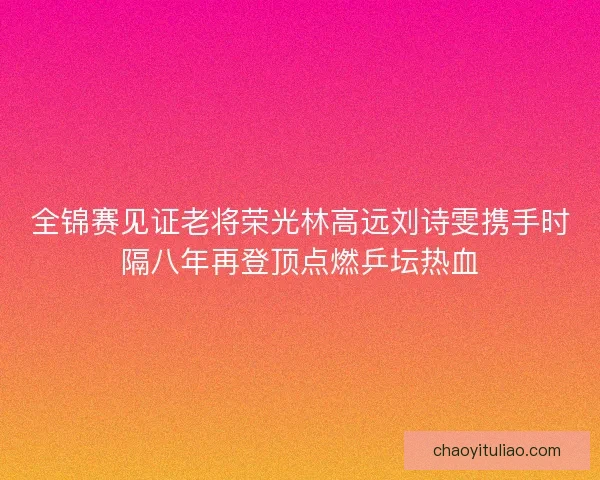 全锦赛见证老将荣光林高远刘诗雯携手时隔八年再登顶点燃乒坛热血