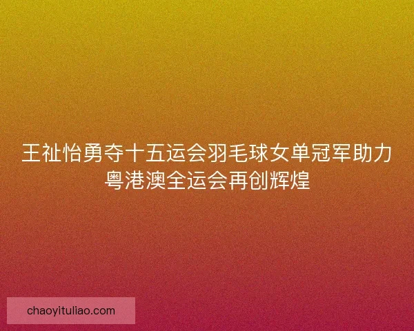王祉怡勇夺十五运会羽毛球女单冠军助力粤港澳全运会再创辉煌 王祉怡勇夺十五运会羽毛球女单冠军助力粤港澳全运会再创辉煌