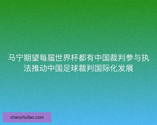马宁期望每届世界杯都有中国裁判参与执法推动中国足球裁判国际化发展